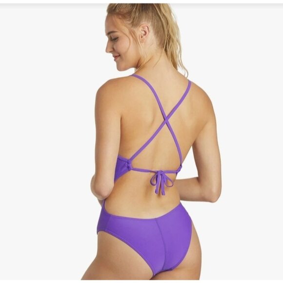Sporti Womens Poly Pro Tie Back One Piece Swimsuit Size 34 Purple Pool Beach - Picture 2 of 11
